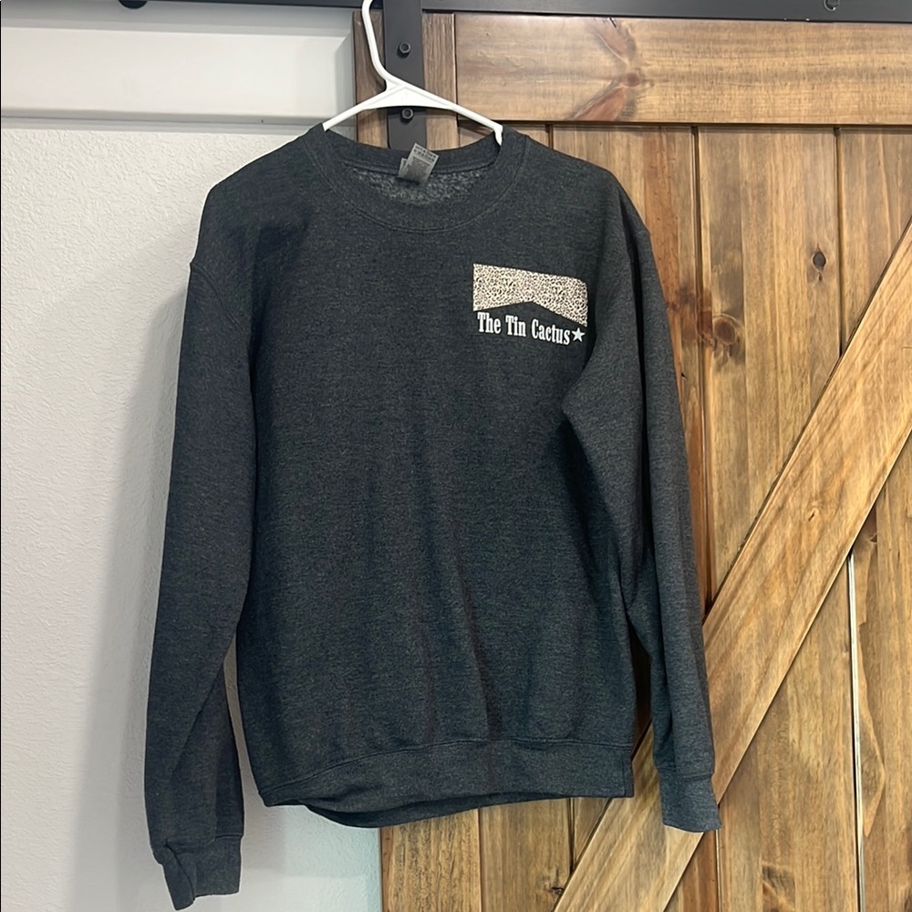 Black Crewneck Sweatshirt with Ribbed Cuffs